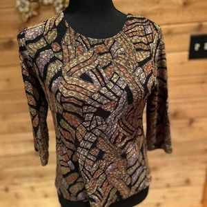 Flashy glam vintage notations petite vintage 80s/90s stretch top